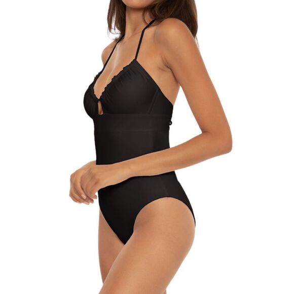 Becca Swimsuit Womens Small Black Color Code One‎ Piece Halter Neck - Picture 1 of 7